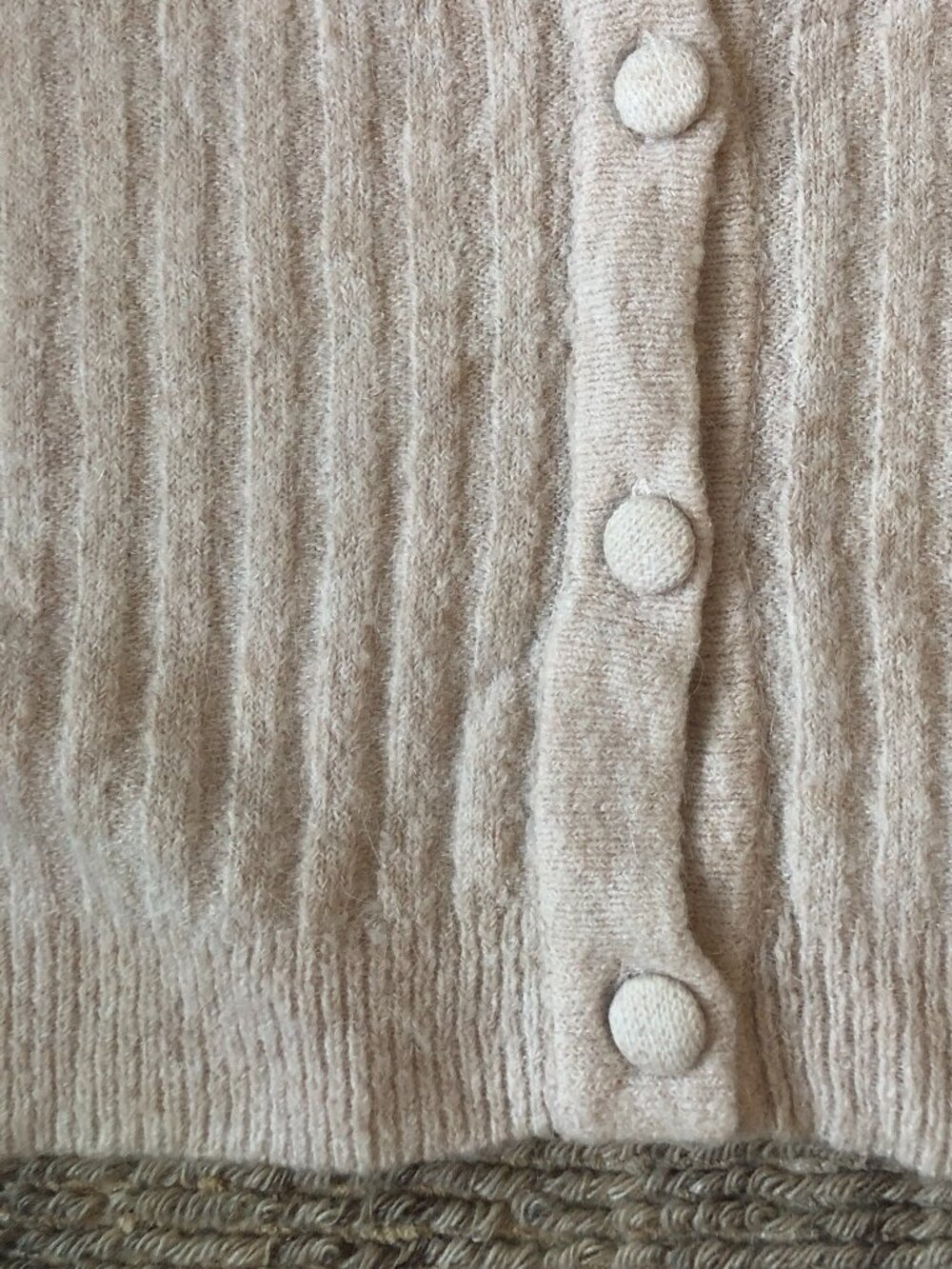 Cream Oversized Ribbed V Neck Cardigan - Picture 8 of 10